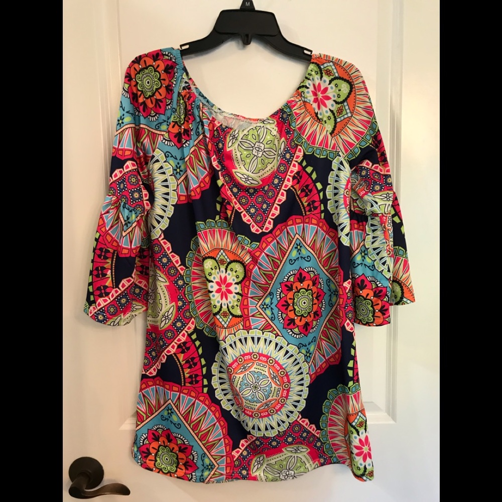 Multi colored tunic top